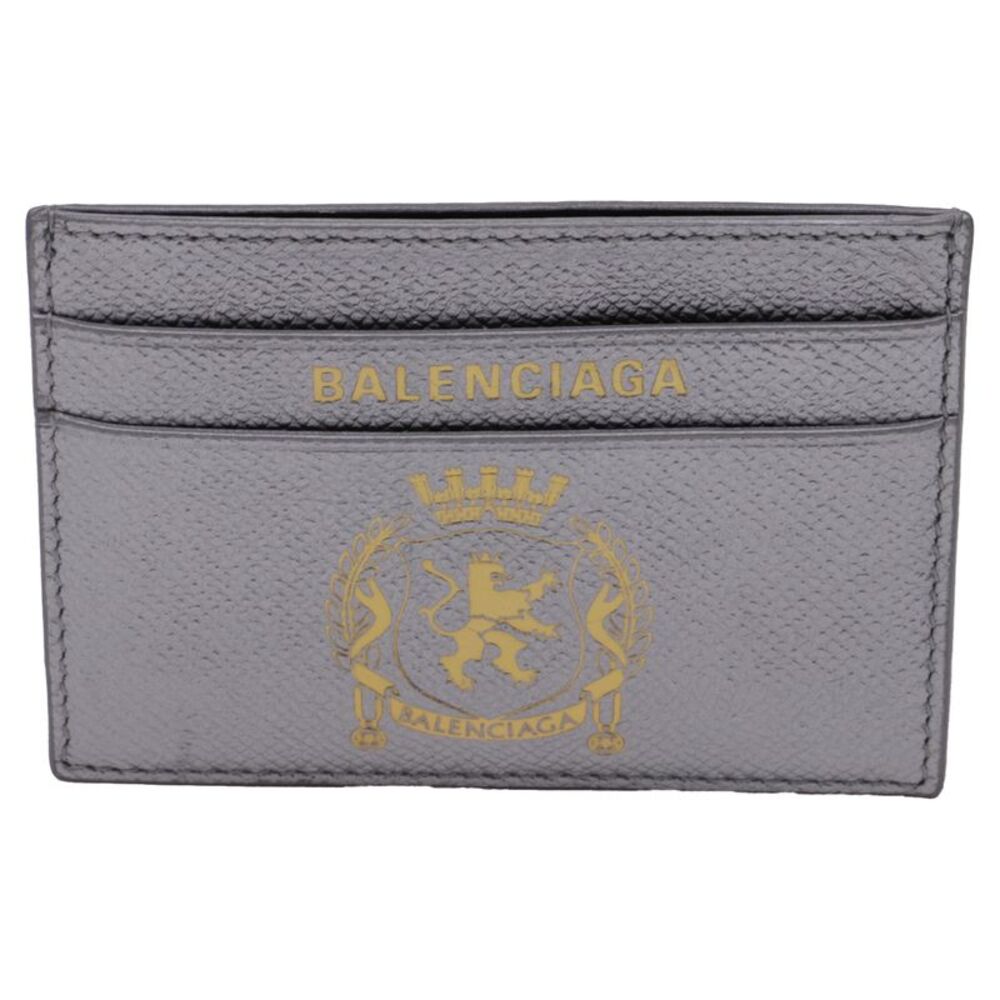 Balenciaga Passport Card Holder in Silver Calfskin Leather